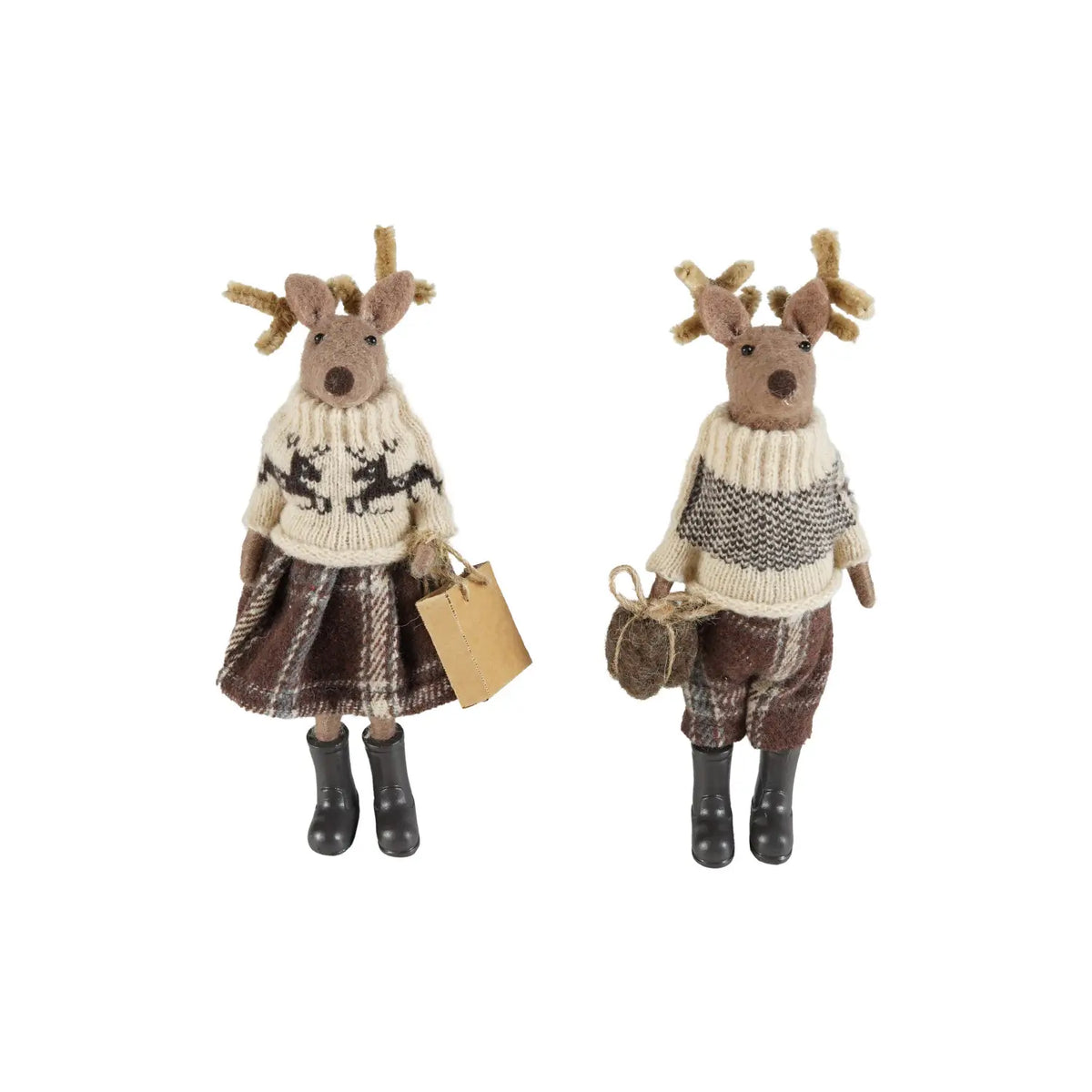 Wool Felt Dressed Deer With Present