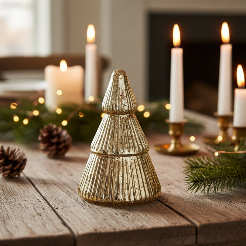 Woods Scented Mercury Glass Frosted Tree Jar Candle