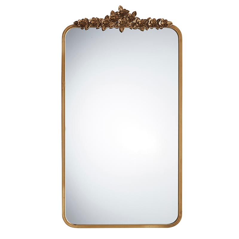 Aged Gold Floral Top Mirror