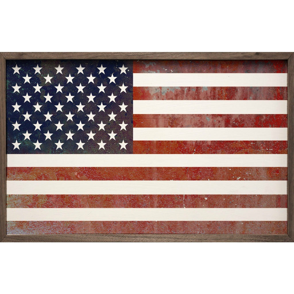American Flag Wood Framed Print