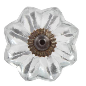 Antique Cut Glass Flower Knob