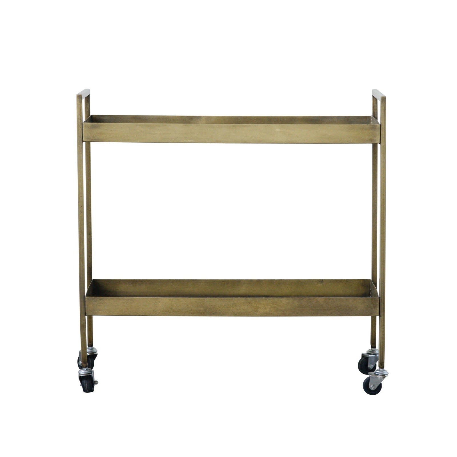 Antiqued Brass Bar Cart With Casters
