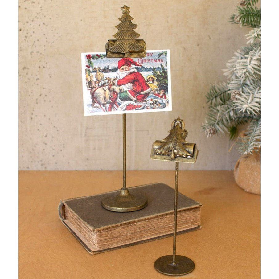 Antiqued Brass Christmas Tree Clip Stand
