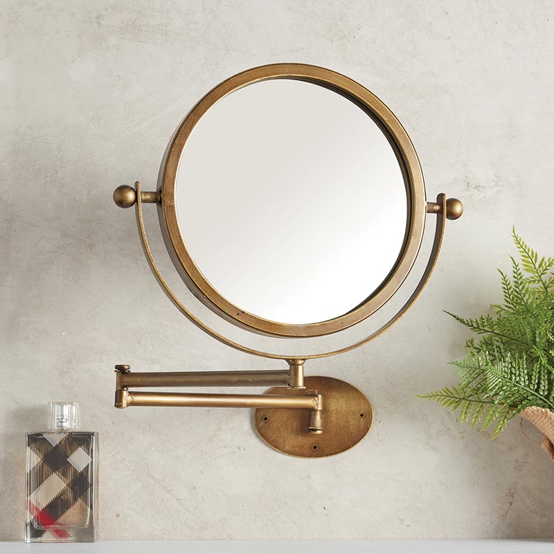 Antiqued Brass Expandable Wall Mirror