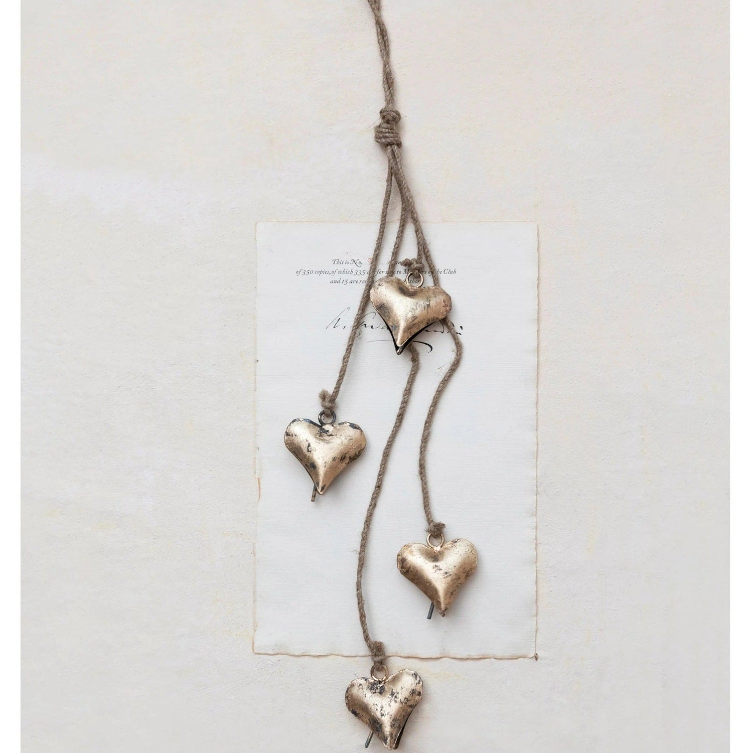 Antiqued Brass Hearts Cluster Ornament