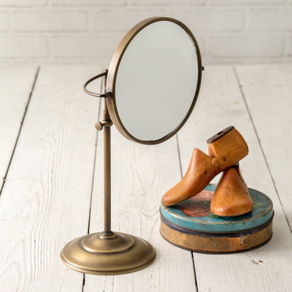 Antiqued Brass Table Mirror