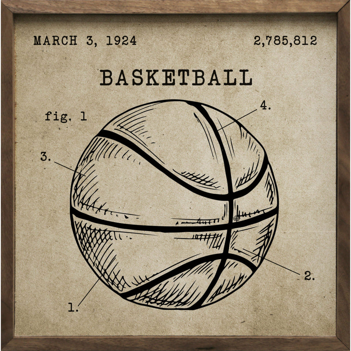 Basketball Patent Wood Framed Print