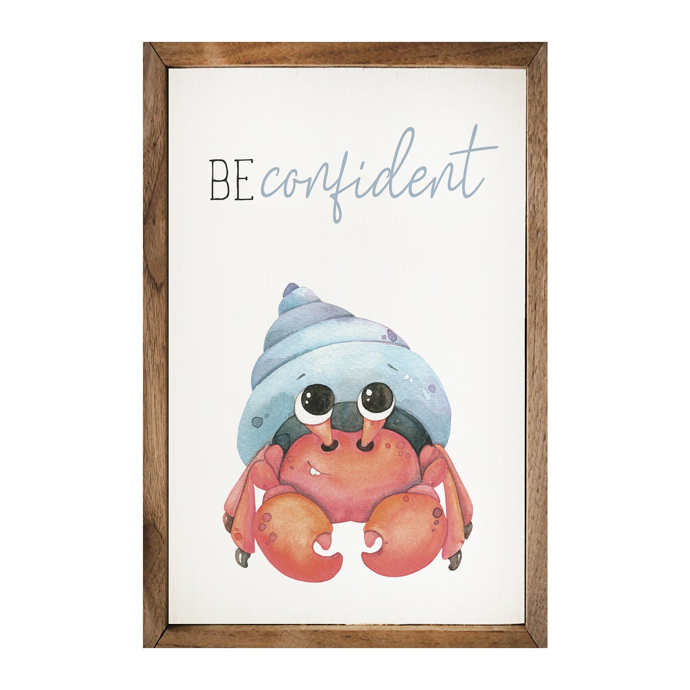 Be Confident Crab White Wood Framed Print