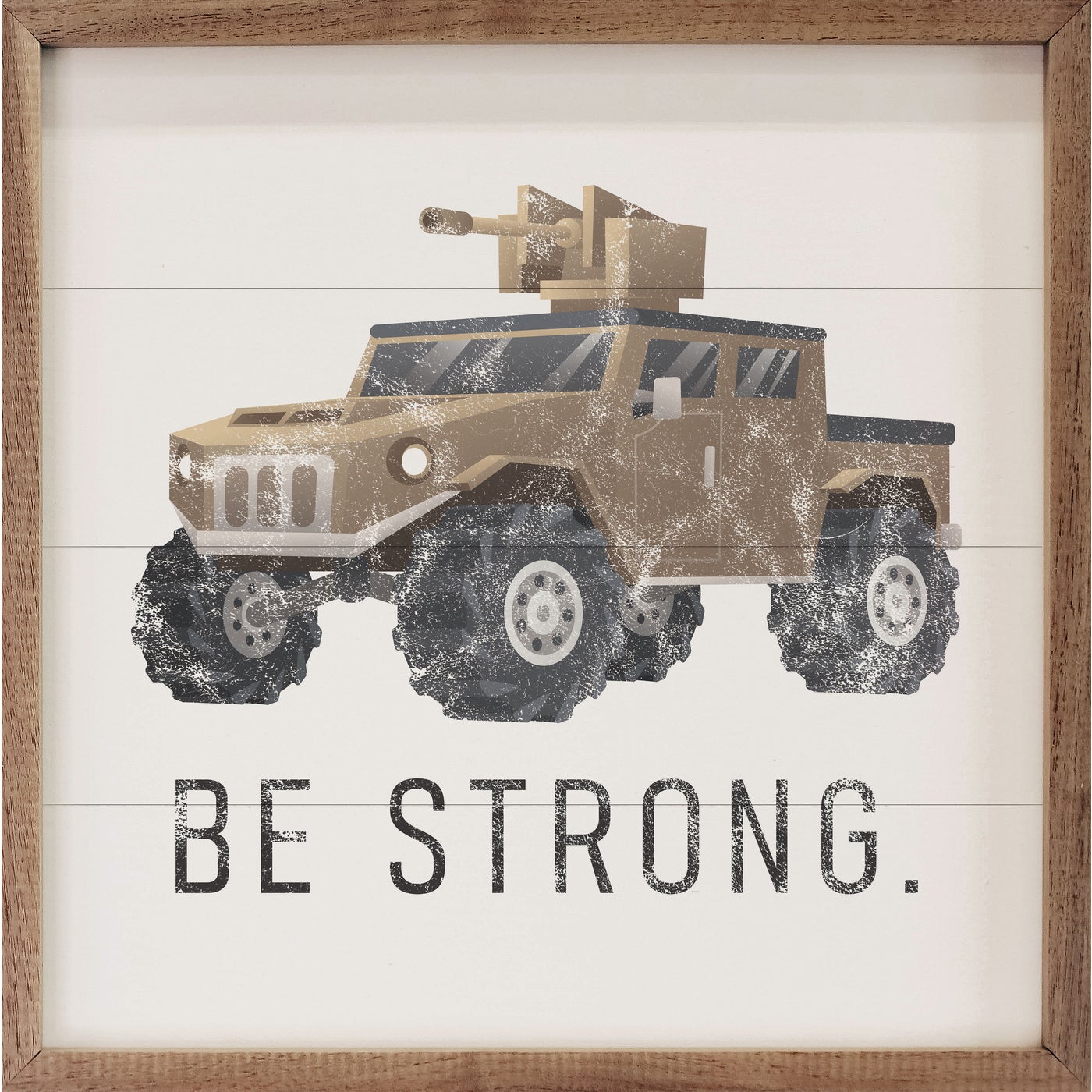 Be Strong Armoured Vehicle White Wood Framed Print