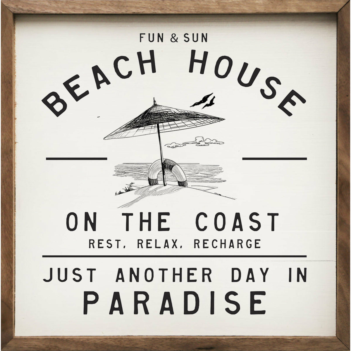 Beach House Wood Framed Print