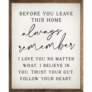 Before You Leave This Home Wood Framed Print