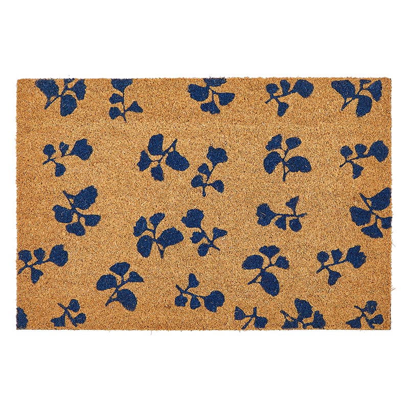 Blue Floral Door Mat