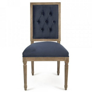 Blue Velvet Louis Side Chair