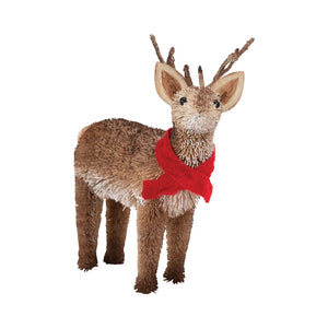 Bottle Brush Deer With Red Scarf