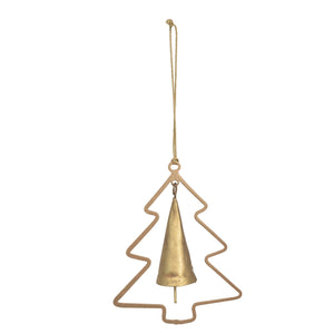 Brass Finish Metal Ornament With Bell