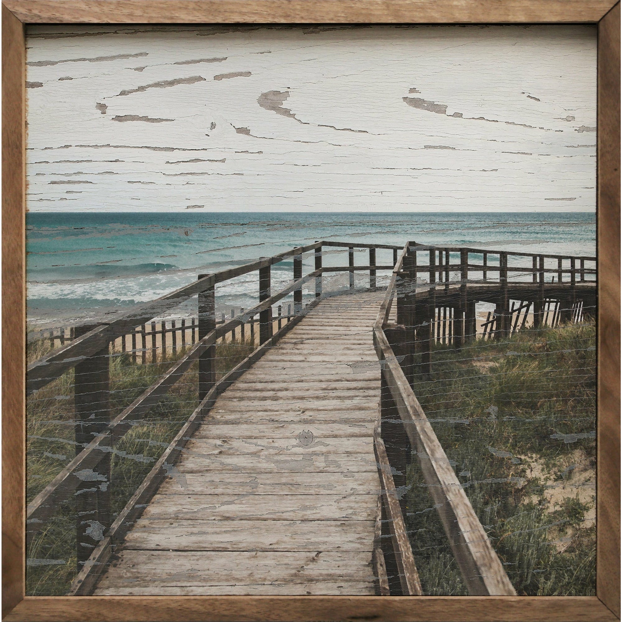 Bridge By The Ocean Wood Framed Print