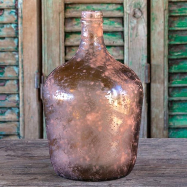 Burnished Copper Glass Cellar Bottle