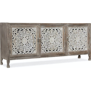 Carved Cream Glazed Entertainment Console