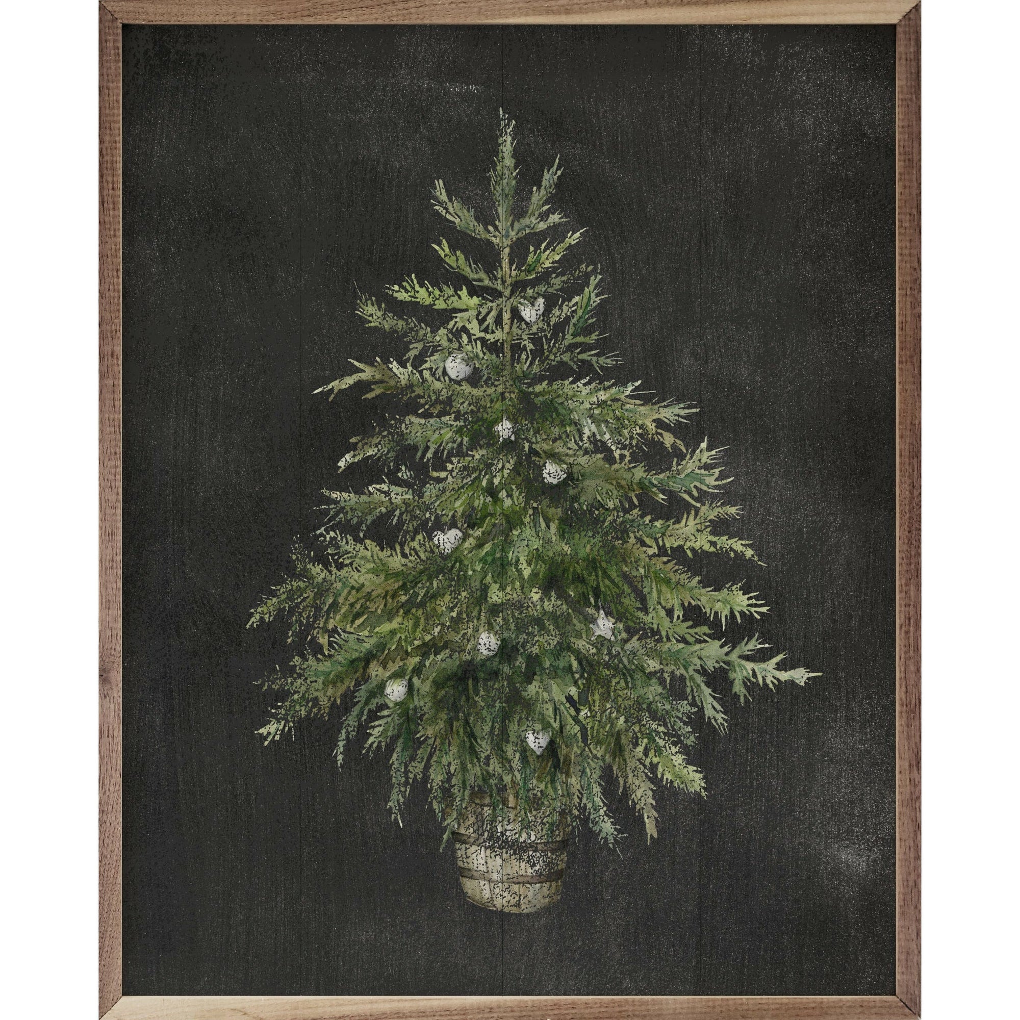 Christmas Tree Black Wood Framed Print