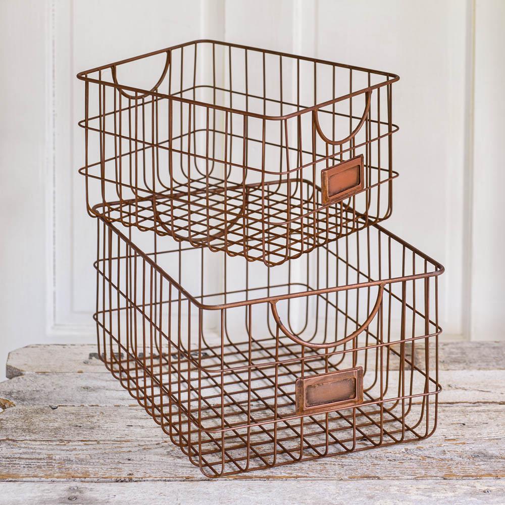 Copper Finish Storage Baskets S/2