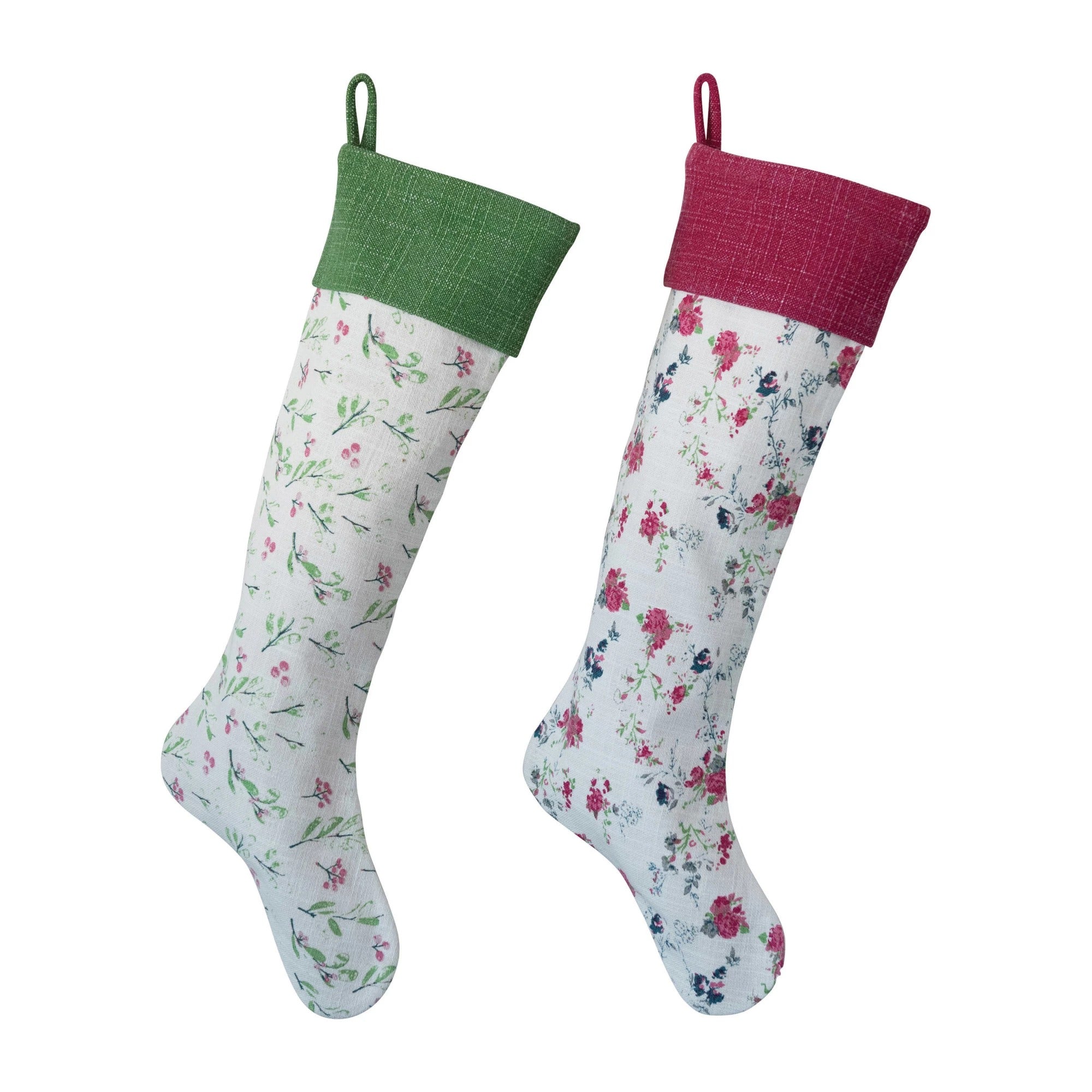 Cotton Blend Floral & Holly Stocking