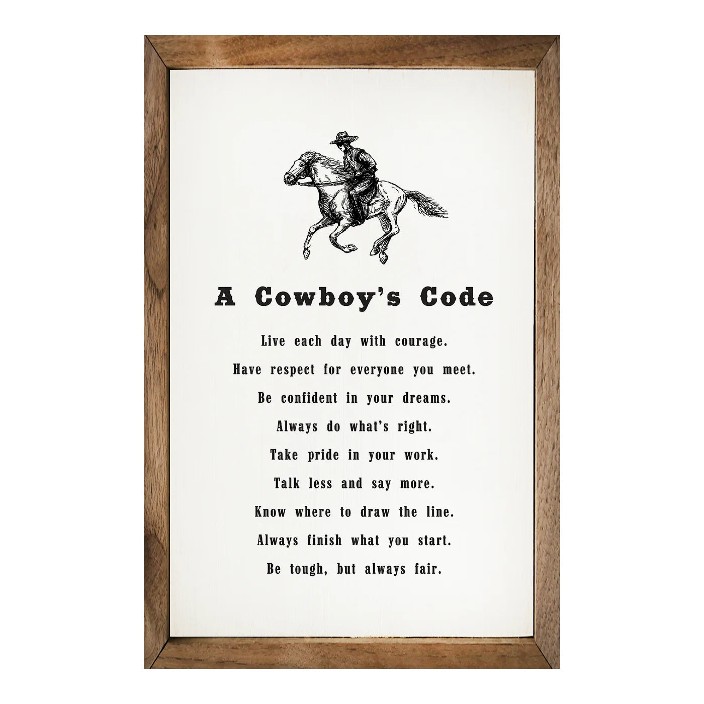 Cowboy Code Wood Framed Print