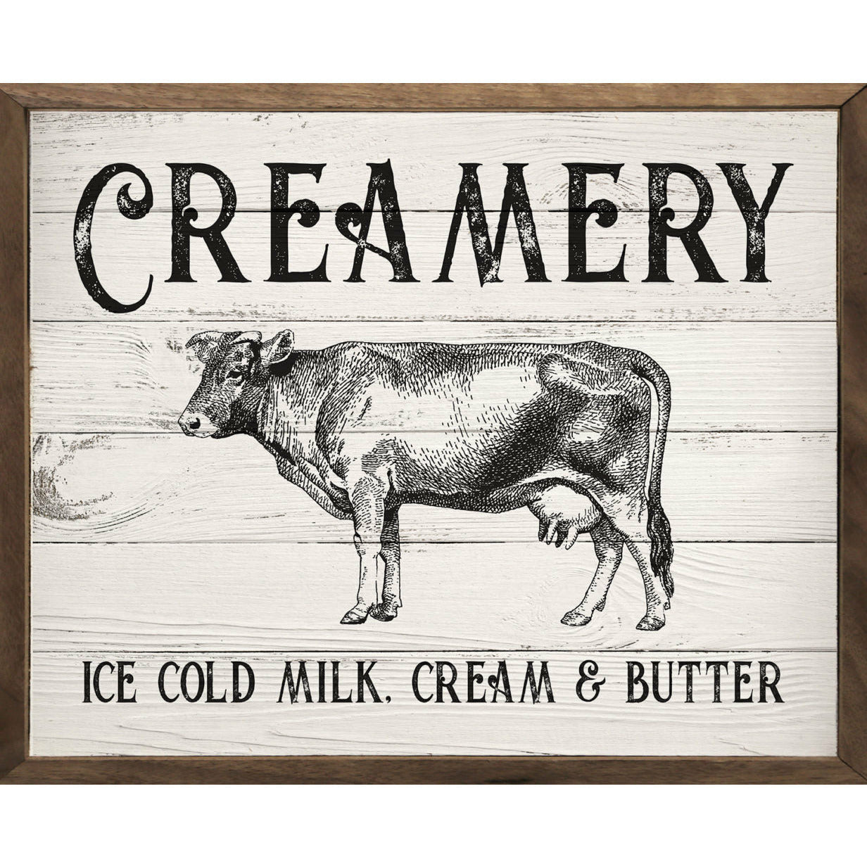 Creamery Cow Wood Framed Print