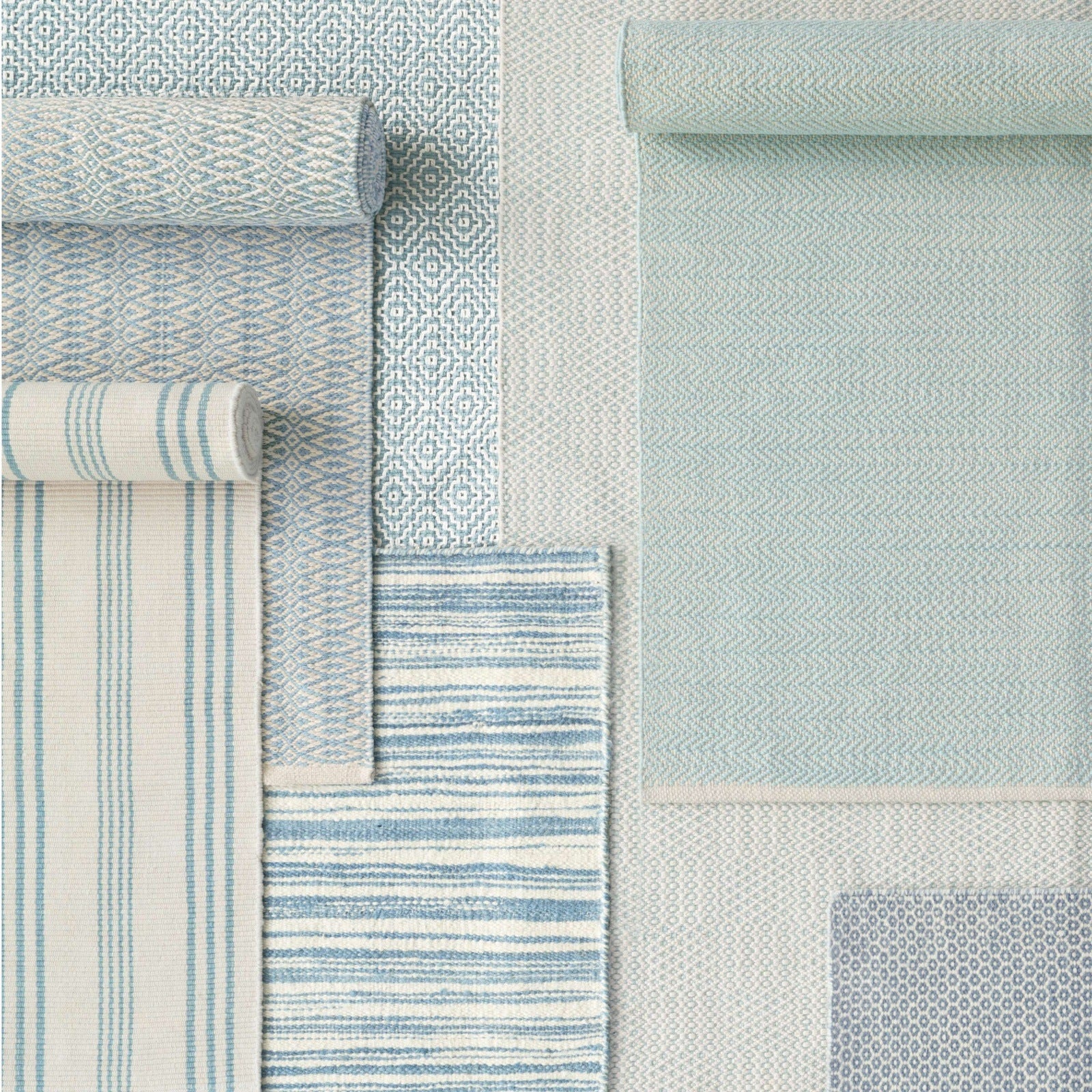 Dash & Albert Herringbone Swedish Blue Woven Cotton Rug A Cottage in