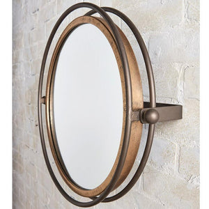 Dimensional Antiqued Copper Round Mirror