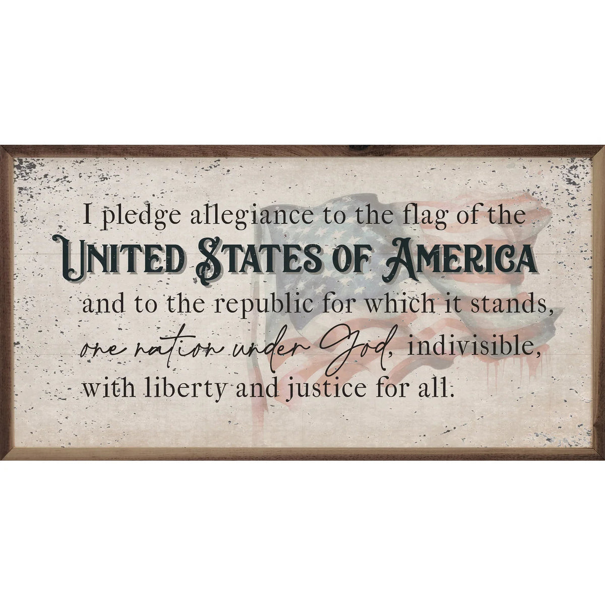Distressed Pledge Allegiance Flag Wood Framed Print