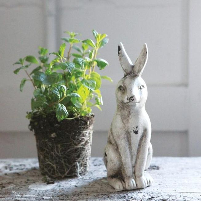 Distressed Cream Ceramic Rabbit