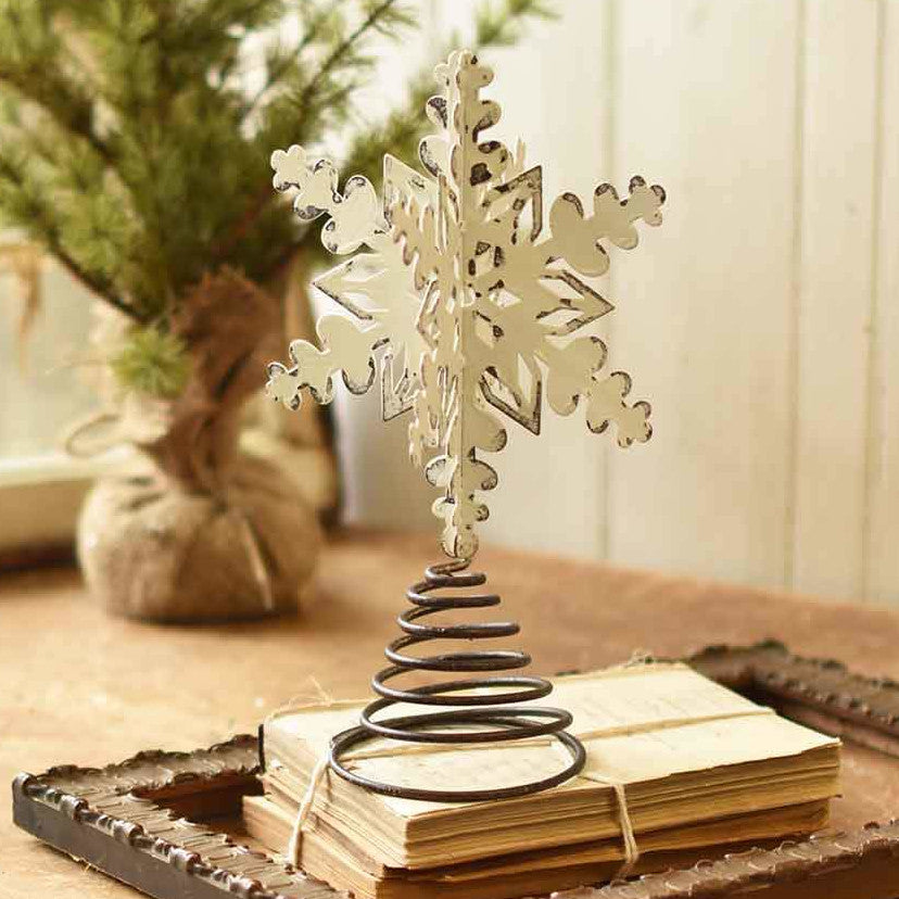 Distressed White Snowflake Tree Topper A Cottage in the City