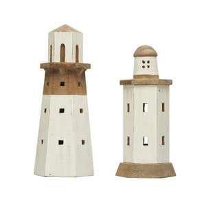 Distressed White Wood Lighthouse