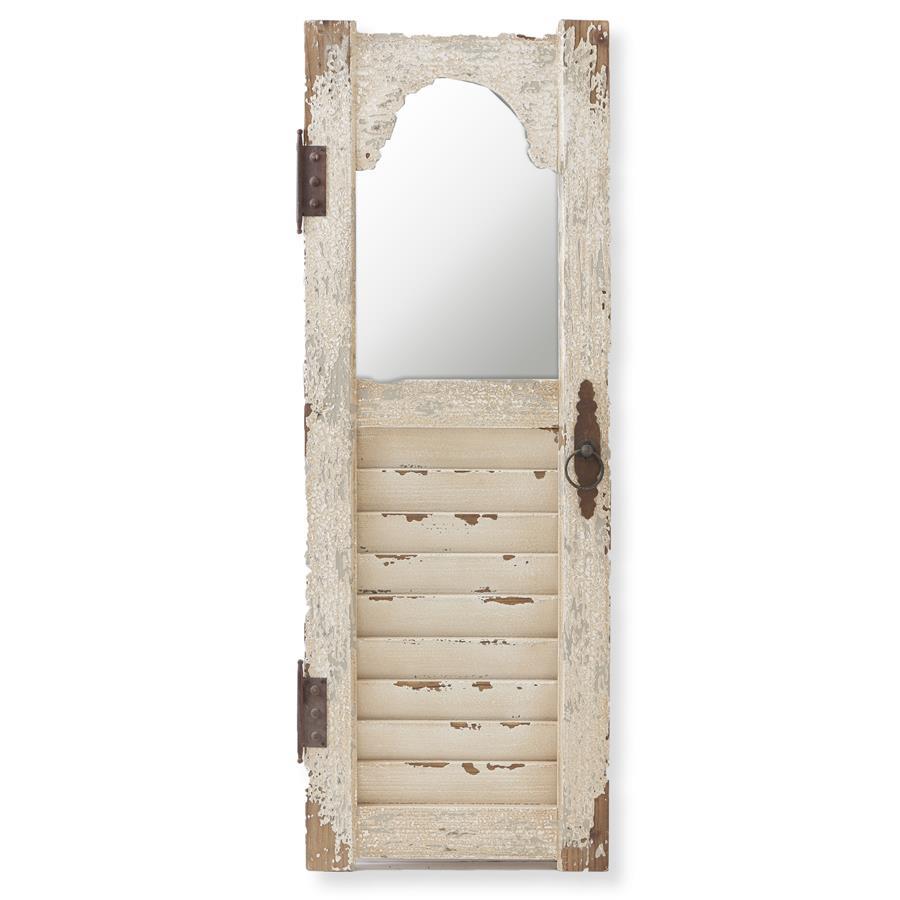 Distressed White Wood Shutter Mirror
