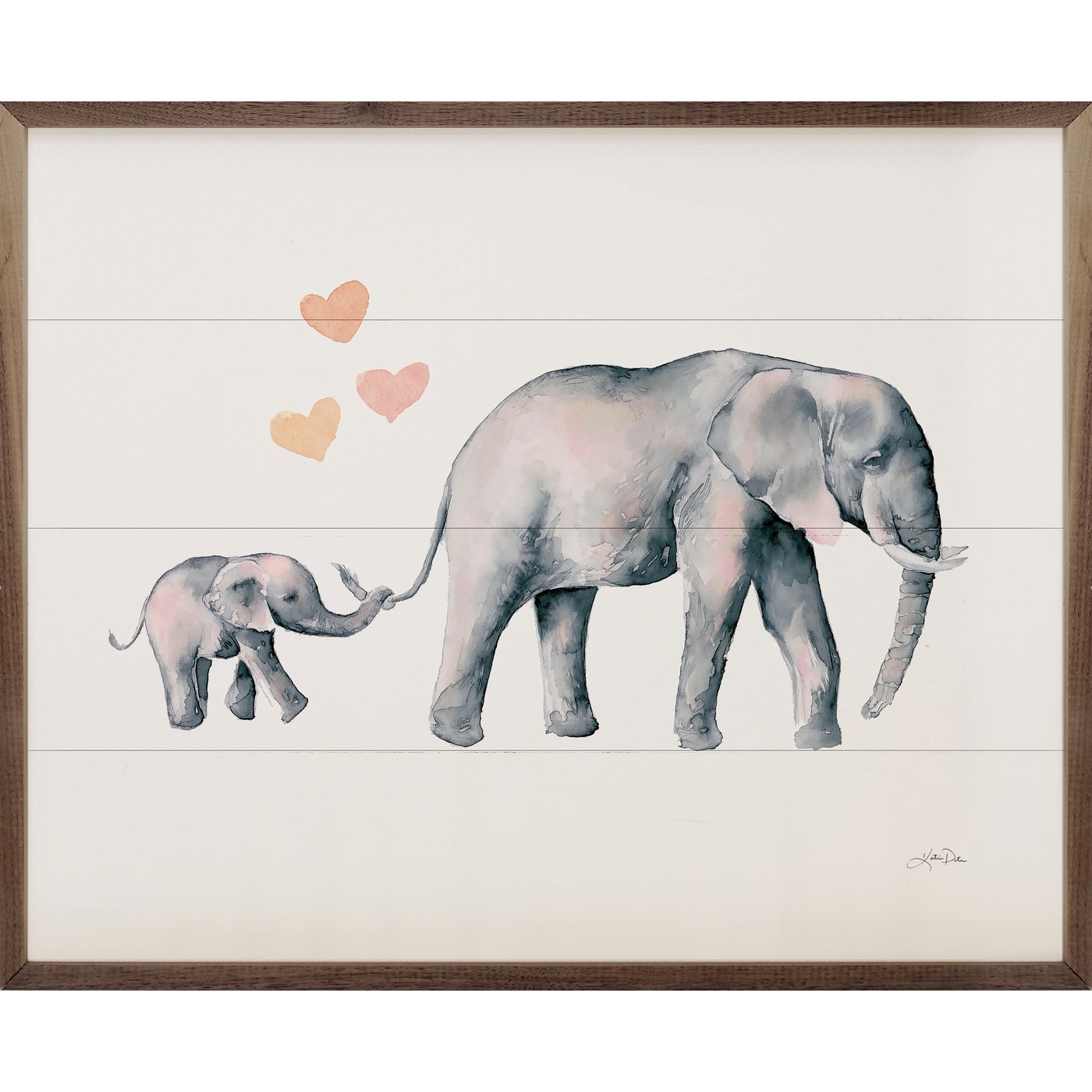Elephant Love Wood Framed Print