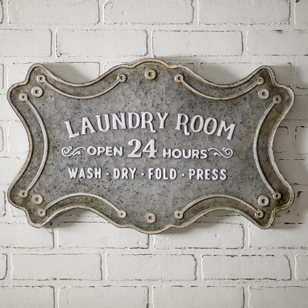 Embossed Metal Laundry Room Sign