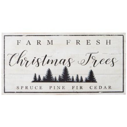 Farm Fresh Christmas Trees White Wood Print