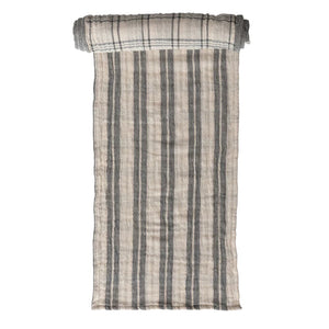 Farmhouse Double Sided Grey Striped & Plaid Table Runner