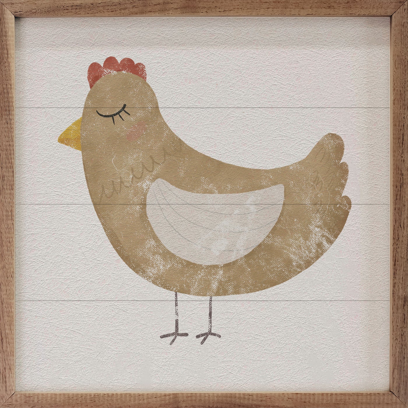Farmland Chicken White Wood Framed Print
