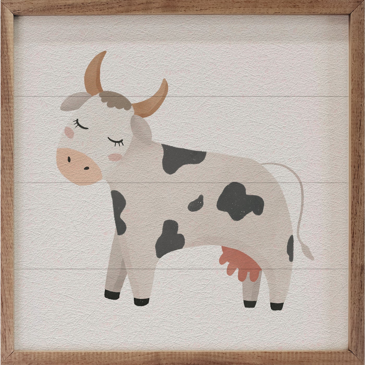 Farmland Cow White Wood Framed Print
