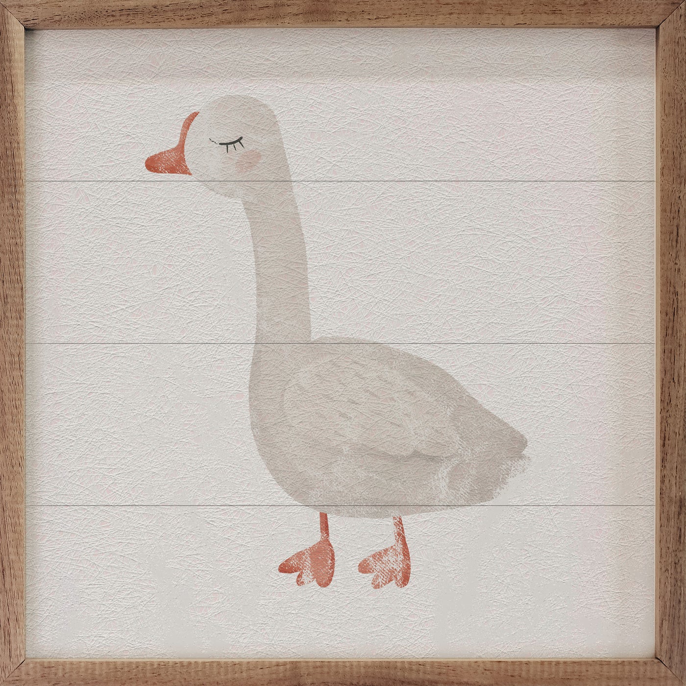 Farmland Goose White Wood Framed Print