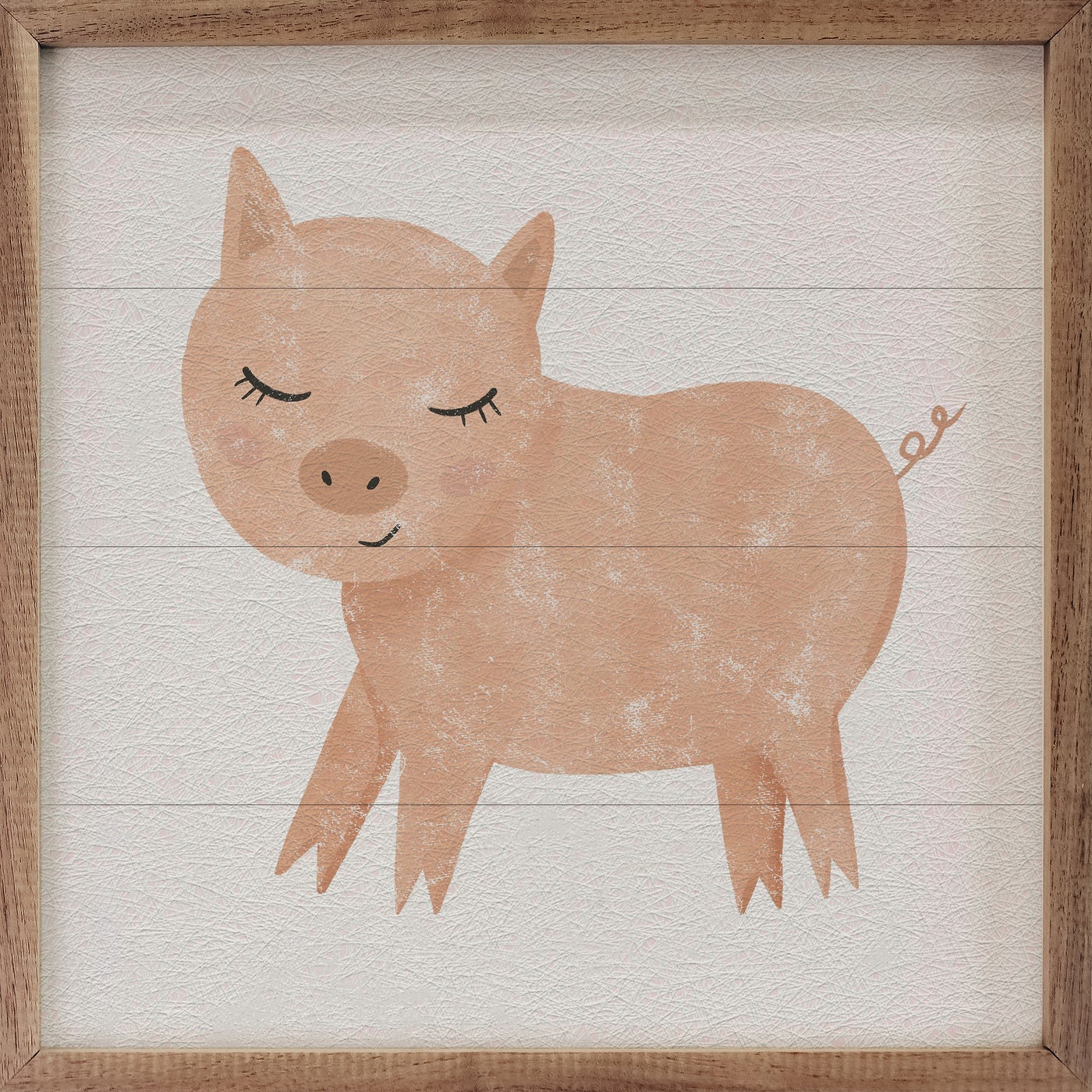 Farmland Pig White Wood Framed Print