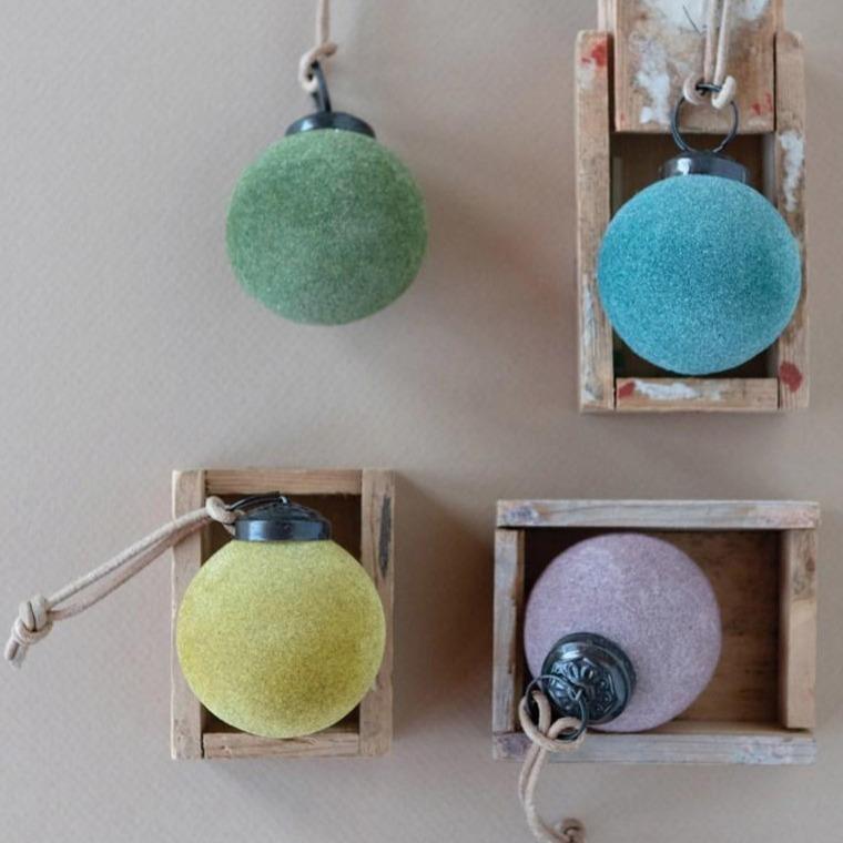 Flocked Glass Ball Ornament A Cottage in the City