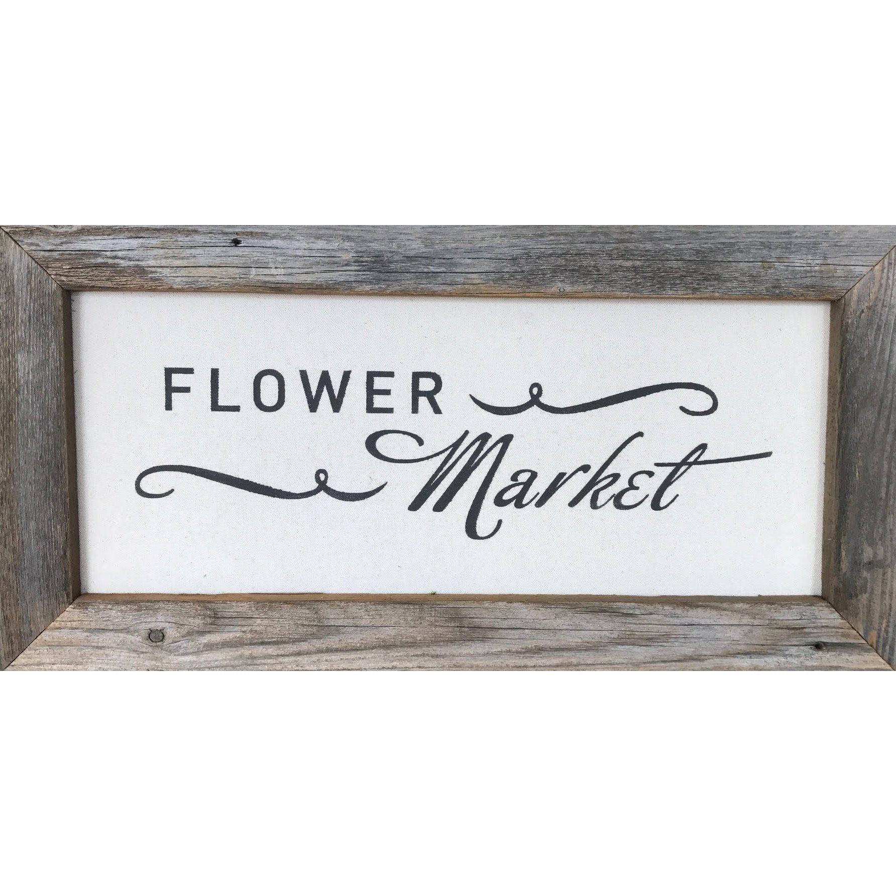 Flower Market Reclaimed Wood Framed Canvas Print