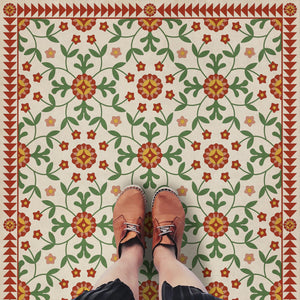 Folk Art Museum Whig Rose Contemplation Vinyl Floor Cloth