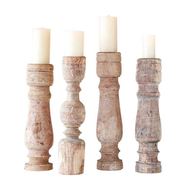 Found Wood Table Leg Candle Holder