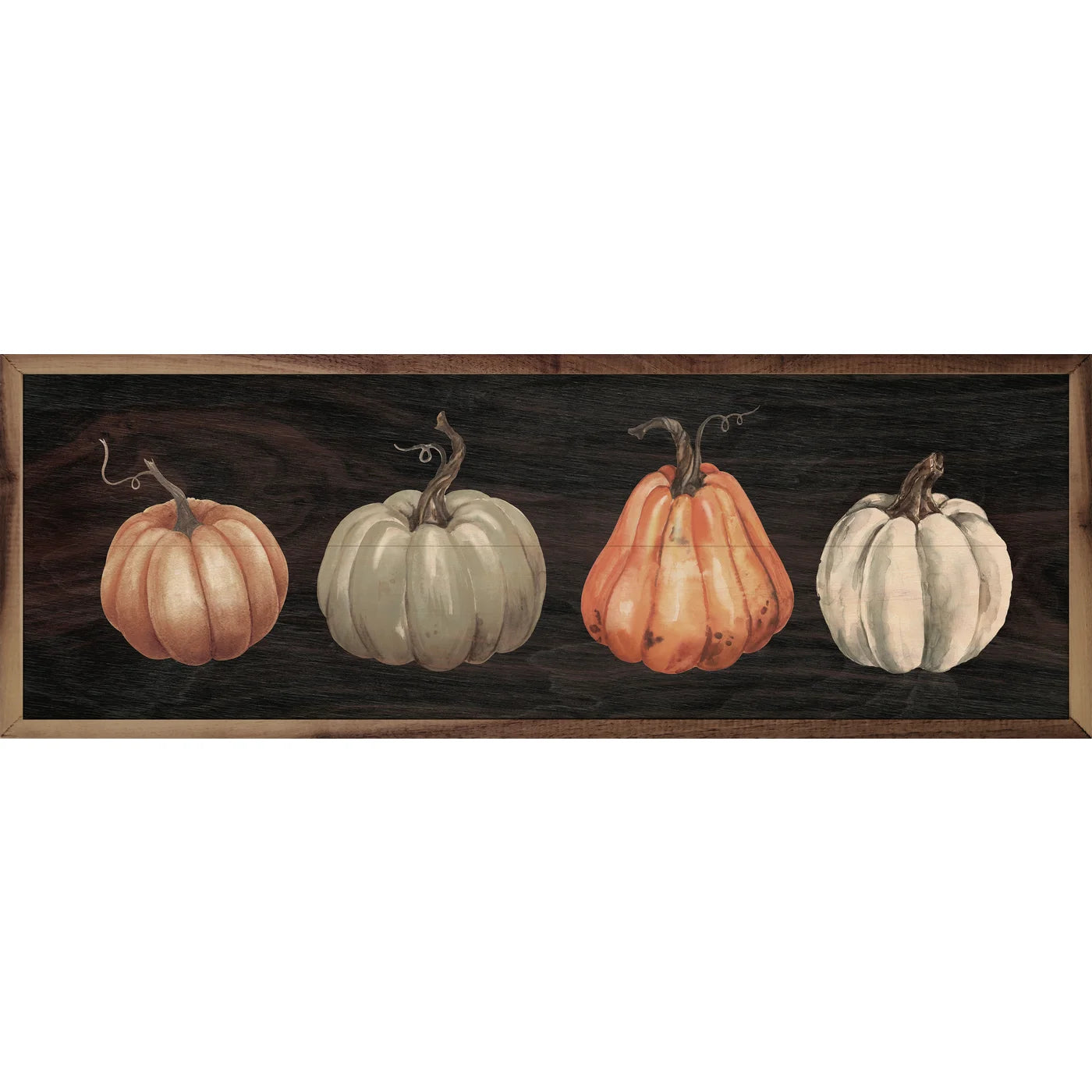 Four Pumpkins Black Wood Framed Print