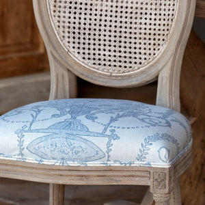 French Blue Bouquet Cane Back Dining Chair