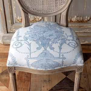 French Blue Bouquet Cane Back Dining Chair