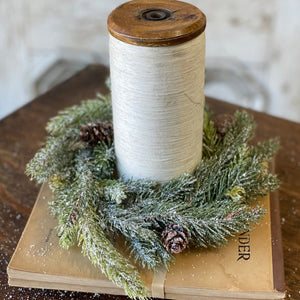 Frosted White Spruce Candle Ring